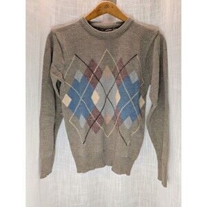 Vintage Kennington Argyle Sweater Tan Wool Blend Size Medium